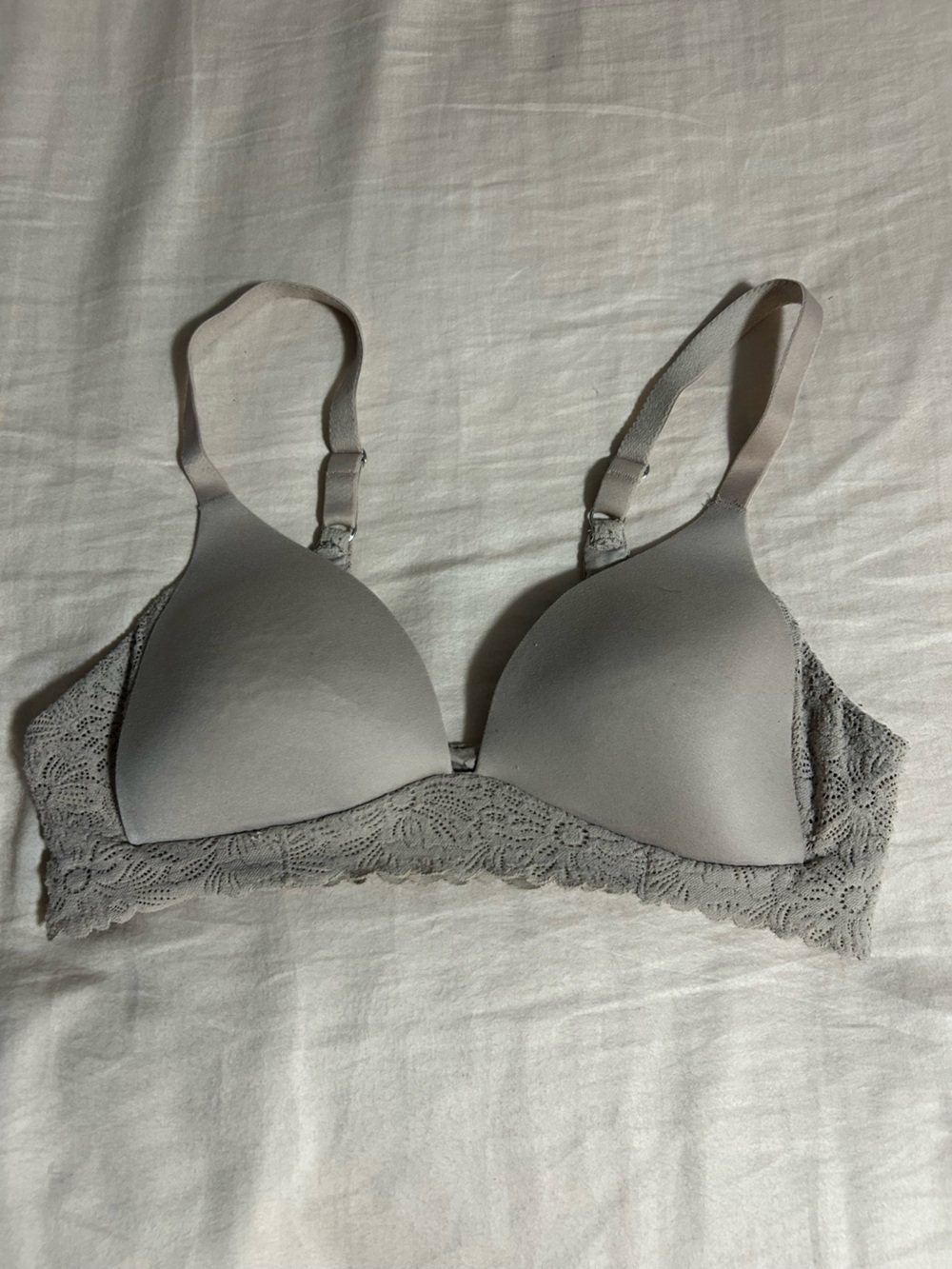 aerie Light Gray Lace-Back Molded Cup Bra Size 32B